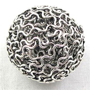 Aquite Silver Filigree Bead Jewelry Balls, 20mm dia