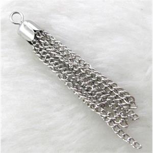 chain tassel, platinum plated jewelry pendant, tulip style, 6.5x65mm