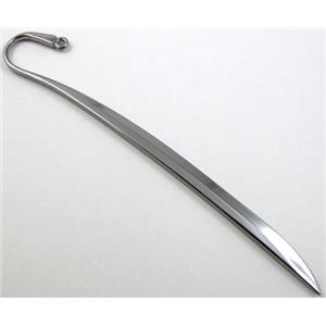 Bookmark, Platinum Plated Alloy Findings, 12.5cm(5 inch) length