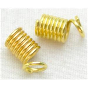 cord end fastener, spring, gold plated, 3mm dia, approx 3500pcs