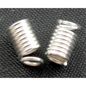 cord end fastener, spring, silver plated, iron, approx 4.5mm dia, hole:3.3mm, 1600pcs