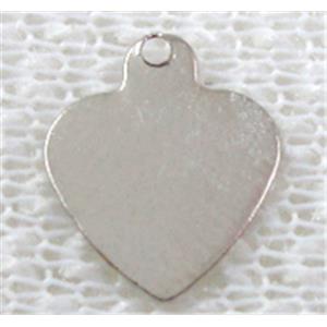 Platinum plated iron flake heart pendant, 9mm dia