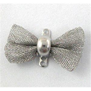 bowknot connector, copper, Platinum plated, 22x15mm