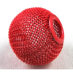 mesh bead, iron, red, 25mm dia, 6mm hole