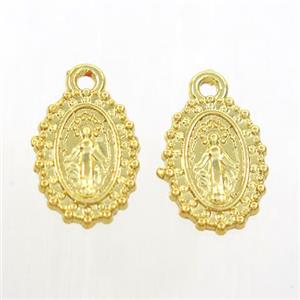 alloy pendant, Blessed Virgin Mary, gold plated, approx 9-12mm