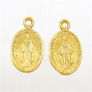 alloy pendant, Blessed Virgin Mary, gold plated, approx 10-13mm