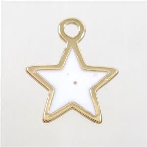copper star pendant, white enamel, gold plated, approx 15-16mm