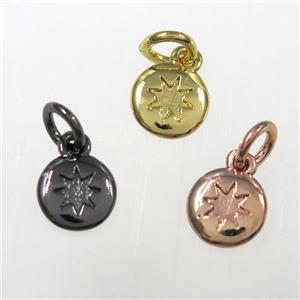 copper northstar pendants, circle, mixed color, approx 7mm dia