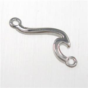 copper snake connector, platinum plated, approx 16mm