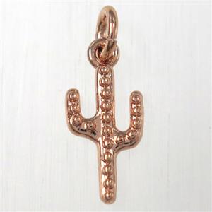copper cactus pendants, rose gold, approx 8-16mm