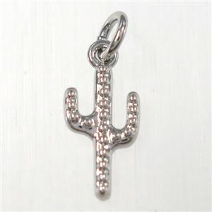 copper cactus pendants, platinum plated, approx 8-16mm