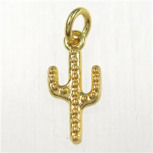 copper cactus pendants, gold plated, approx 8-16mm