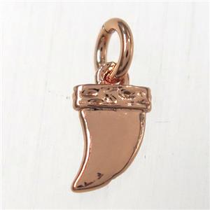 copper pendants, horn, rose gold, approx 6-10mm