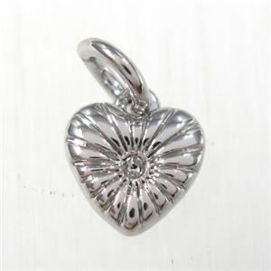 copper heart pendants, platinum plated, approx 8mm