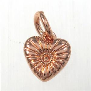 copper heart pendants, rose gold, approx 8mm