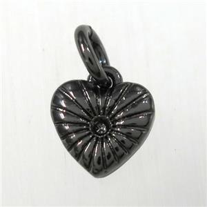 copper heart pendants, black plated, approx 8mm