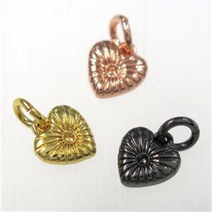 copper heart pendants, mixed color, approx 8mm