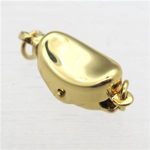 copper clip clasp, yuanbao, gold plated, approx 8-14mm