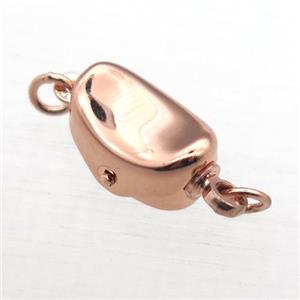 copper clip clasp, yuanbao, rose gold, approx 6x10mm