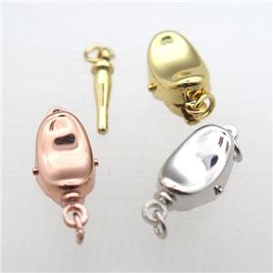 copper clip clasp, yuanbao, mix color, approx 6x10mm