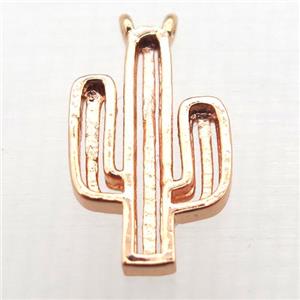 copper cactus pendant, rose gold, approx 9-17mm