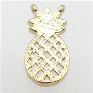 copper pineapple pendant, gold plated, approx 8-15mm