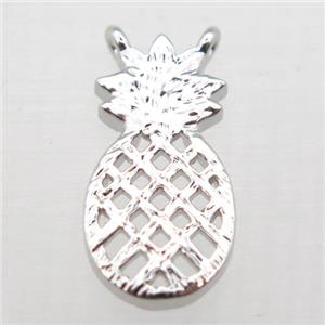 copper pineapple pendant, platinum plated, approx 8-15mm