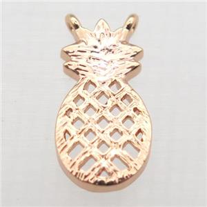 copper pineapple pendant, rose gold, approx 8-15mm