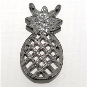copper pineapple pendant, black plated, approx 8-15mm