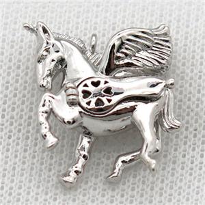 copper unicorn pendant, platinum plated, approx 20-25mm