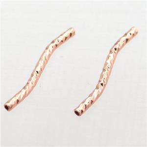 copper bend tube beads, rose gold, approx 1.5x20mm