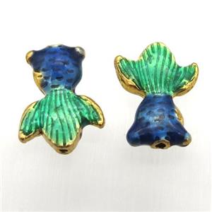 enameling copper goldfish beads, gold plated, approx 10-14mm