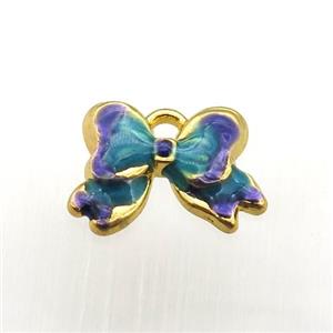 enameling copper butterfly pendant, gold plated, approx 10-14mm