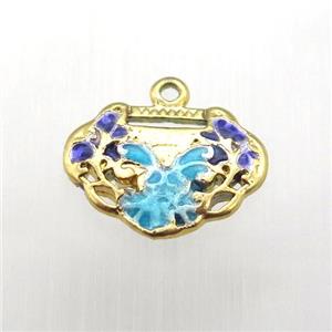 enameling copper Lock pendant, gold plated, approx 12-13mm