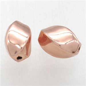 copper twist beads, rose gold, approx 13-20mm