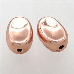 copper yuanbao beads, rose gold, approx 12-18mm