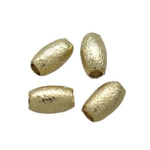 copper oval brushed beads, Unfade, gold plated, approx 3-5mm