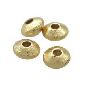 copper saucer brushed beads, Unfade gold plated, approx 9mm