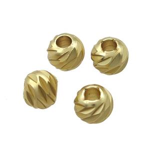 round copper carved beads, Unfade, duckgold, approx 5mm dia