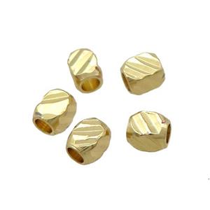 carved copper tube beads, Unfade gold plated, approx 2.5x2.5x3mm