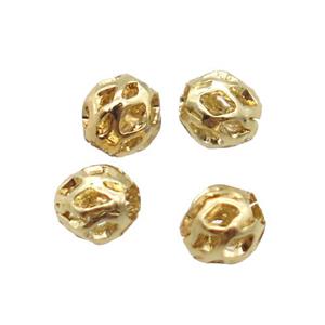 hollow copper barrel beads, Unfade gold plated, approx 3.5mm dia