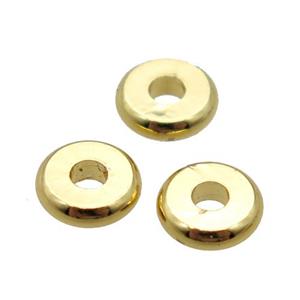 copper heishi spacer beads, Unfade, gold plated, approx 4mm dia