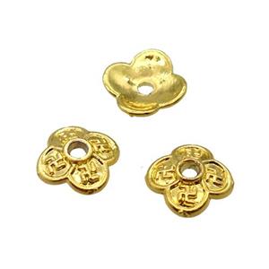 copper beadcaps, Unfade, gold plated, approx 8mm dia