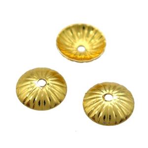 copper beadcaps, Unfade, gold plated, approx 6mm dia