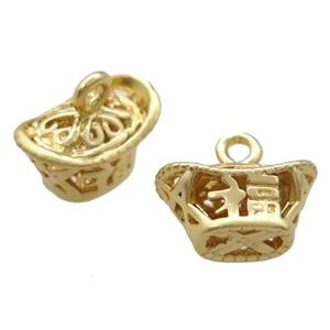 copper yuanbao pendant, duck gold, unfade, approx 6-11mm