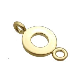 copper circle connector, duck gold, unfade, approx 8mm dia