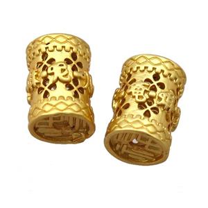 copper tube beads, Buddhist, duck gold, unfade, approx 10-14mm
