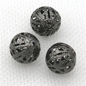 Filigree Round Bead Ball Jewelry Findings, iron, black, approx 10mm dia