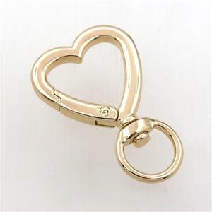 copper keychain clasp, heart, gold plated, approx 26mm