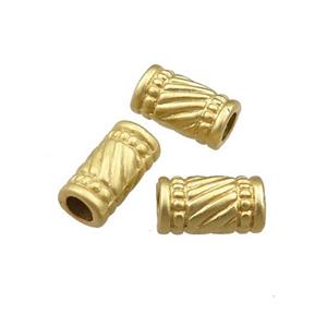 copper tube beads with large hole, unfaded, duck-gold, approx 5-11mm, 3mm hole